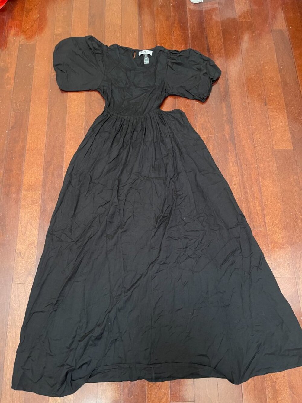 Beach Riot Weston Black Cutout Puff Sleeve Maxi Dress XS - Picture 6 of 9
